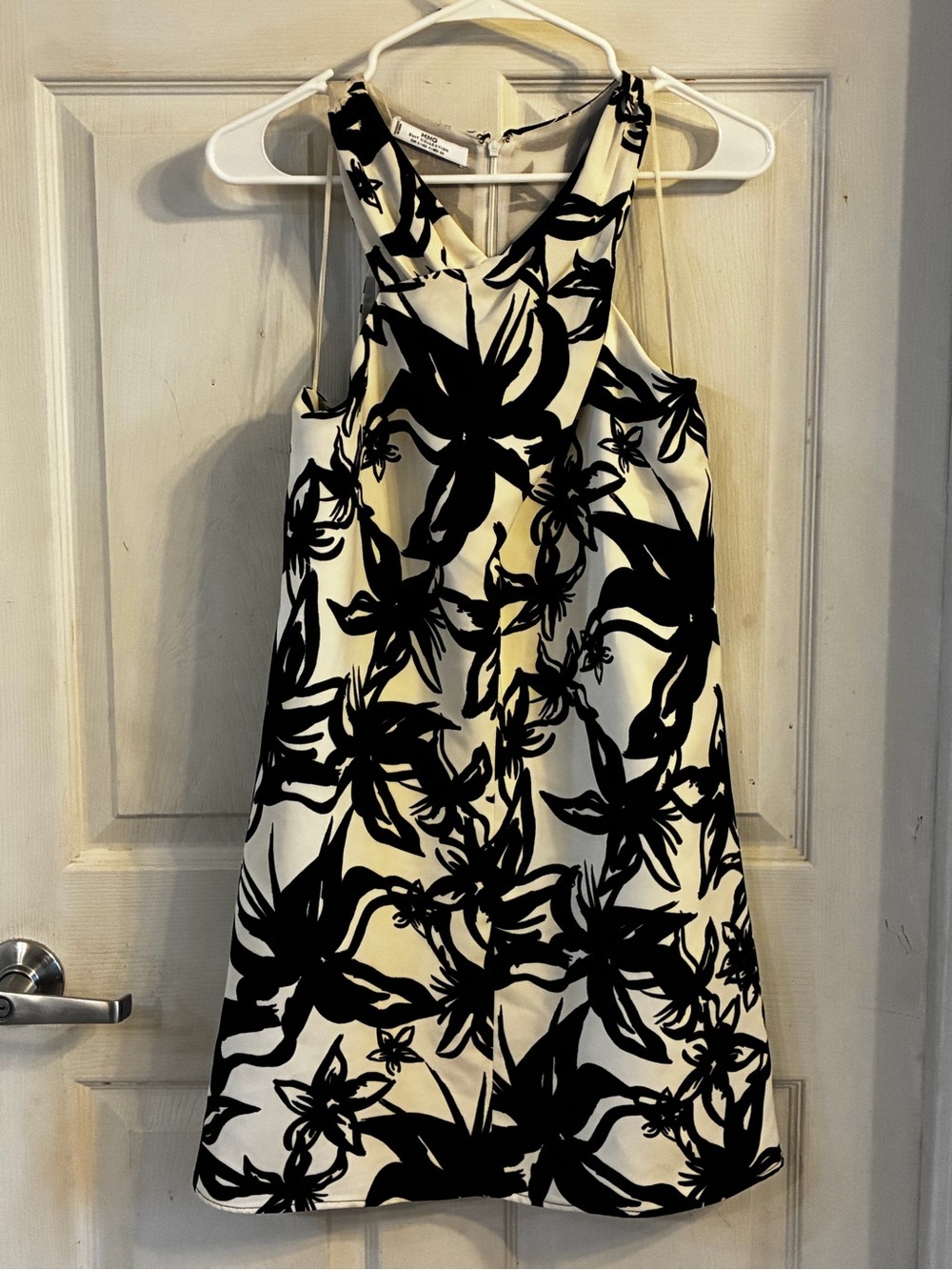 MNG Woman’s Sleeveless Black & White Floral Racerback Dress, Size: S